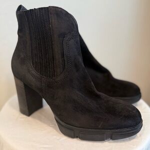 Paul Green Black Suede Heeled Boots